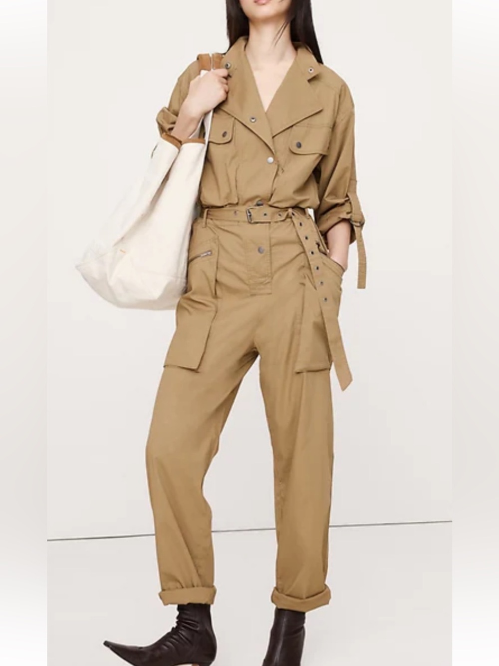 Banana Republic Womens Whiskey Brown Utility Flight Jumpsuit, Size XXL